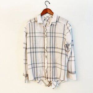 Mountain Khakis Ws White Gray Plaid Mesa Long Sleeve Button Shirt, size L